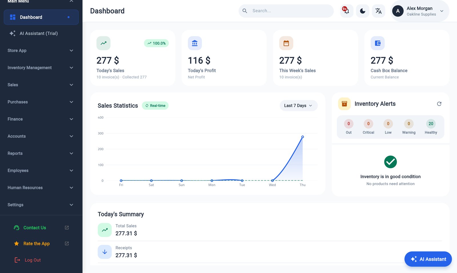 KashBoss dashboard screen